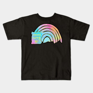 Choose Happy Positive Vibes Pastel Rainbow Kids T-Shirt